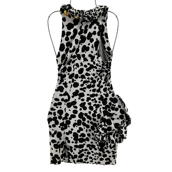 Area Ruffled Black White Flower Mini Dress Size S - Picture 3 of 6